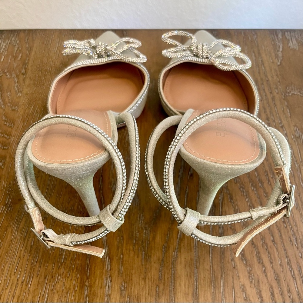 BCBGeneration Annese Silver And Rhinestone Heels Ankle Straps - Picture 3 of 8